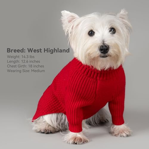 Dog Sweater Long Sleeve Warm Knit Sweaters for Large Dogs Boy Girl (Red / XXX-Large)