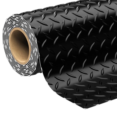 4x6 FT Diamond Plate Garage Floor Mat (72"L x 48"W x 0.1"Th / Black)