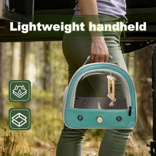 Portable Parrot Travel Cage Carrier with Small Swing Toy&Cage Colorful Toys Set Small Bird Parakeet Bag with Standing Perch Bird Carry Transport Bag (Green / 1.0"L x 1.0"W x 1.0"H)