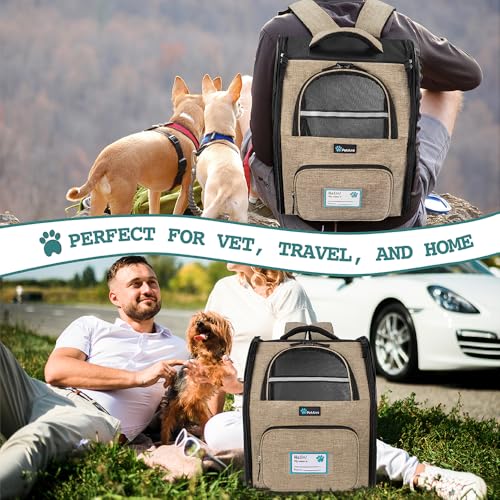 Dog Backpack Carrier Airline Approved Cat Pet Puppy Bag (Heather Taupe)