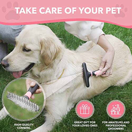 Dog rake deshedding dematting Brush Comb (Pink)