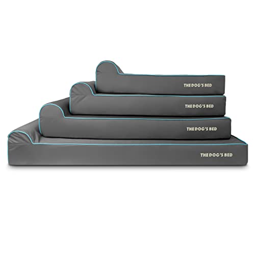 The Dog’s Bed Orthopedic Memory Foam Dog Bed with Headrest XXL 6 (Grey with Blue Trim / XXL (54"L x 36"W x 6"Th))