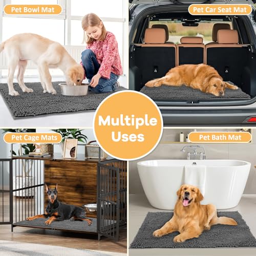 Absorbent Dog Door Mat for Muddy Paws (60"L x 36"W x 1" Th / Dark Grey)