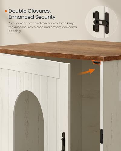 Toolless Assembly Litter Box Enclosure (Rustic White + Honey Brown / M (21.7"L x 19.7"W x 19.7"H))