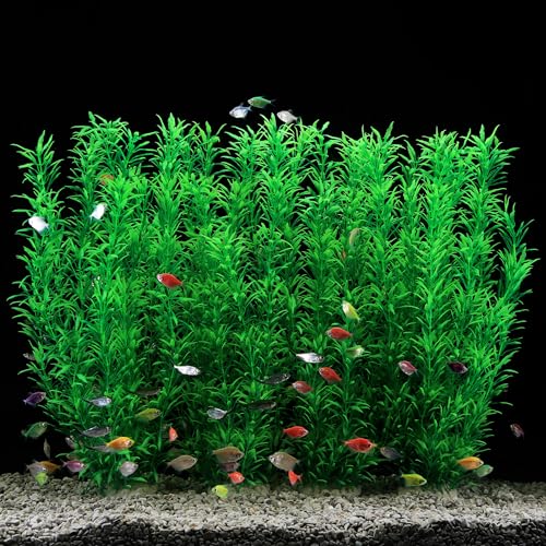 4 Pack Aquarium Decor Plastic Plants Extra Large 21 Inches (Green 4pcs)