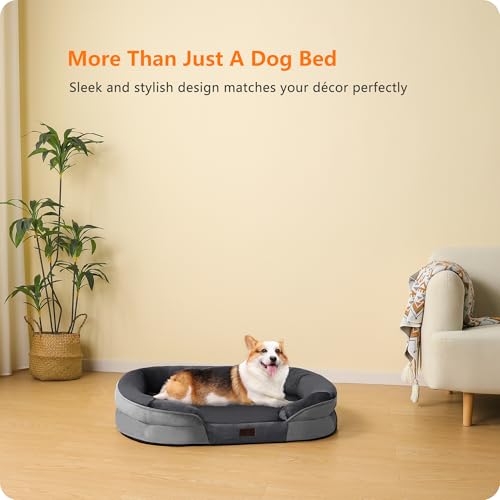 Orthopedic Waterproof Medium Dog Bed Sofa (Dark Grey / Medium(36 x 25.5 x 6 inch))