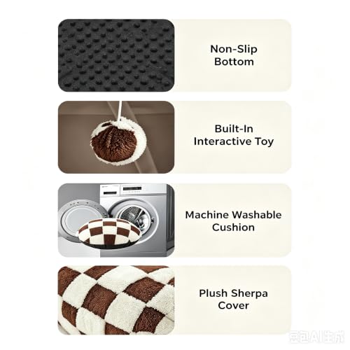 Cat Tunnel Bed with Washable Cushion for Indoor Cat (Brown)