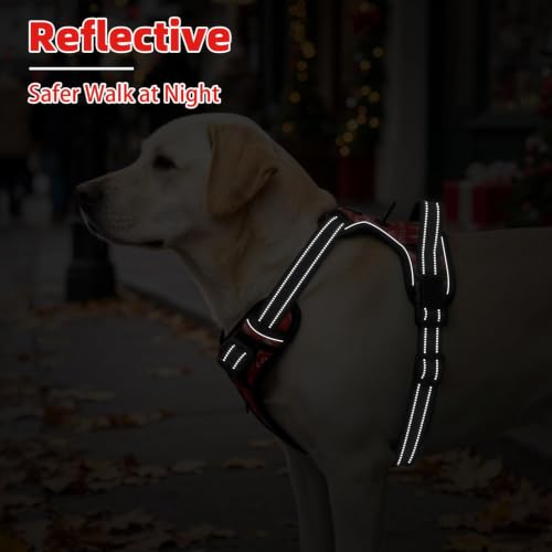 No Pull Christmas Dog Harness for Large (Red(Dense Pattern) / Large)
