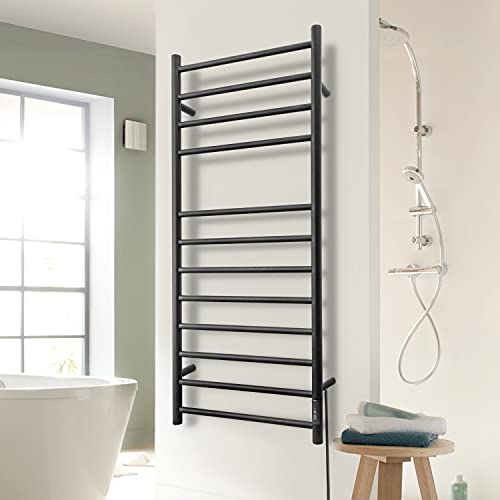 Towel Warmer Wall Mounted with Built (12 Bars / Matte Black)