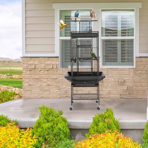 Bird Cage with Wheels (Black)