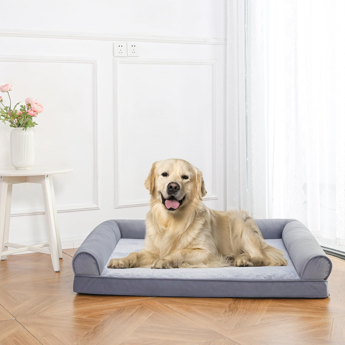 Living Room Couch Dog Bed with Premium Foam (Sofa-Style Bed / Extra Large / Grey)
