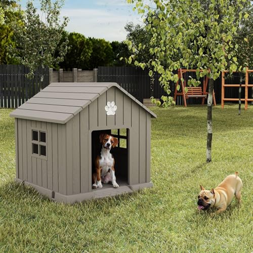 Dog House for Medium Size Dogs (Gray / 32.5''L x 33.7''W x 31.18''H)