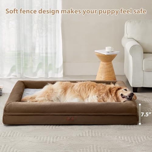 Giant Dog Bed Orthopedic for Senior Dog Bed Comfy Sleeping (Brown / XXXX-L (61x43x7.5in))