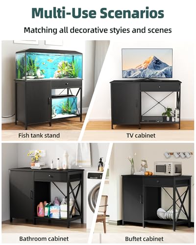 40 50 Gallon Aquarium Stand with Cabinet Drawer (Blcak / 40-50 Gallon)
