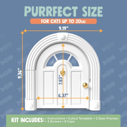 Meow Manor® Cat Door Interior Door (White With Gold Accents)