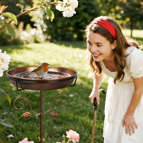 35.4" Gold Metal Bird Bath & Feeder