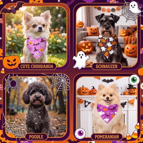 50 Pcs Halloween Dog Bandanas Bulk for Small Dog Lover Gifts (Ghost Pattern / 19.7 x 13.8 x 13.8 Inch)