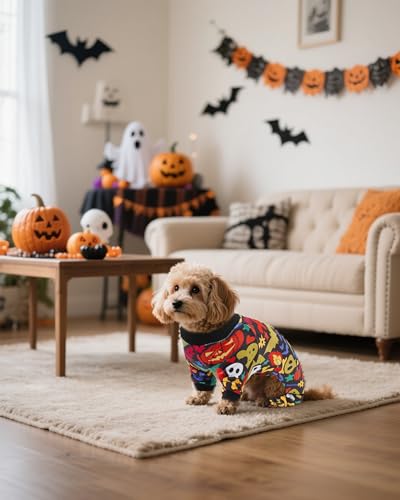 4 Pack Halloween Fleece Dog Pajamas Warm for Extra Small Dogs (X-Small)