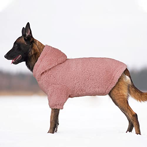 Fuzzy Dog Sweaters for Large Dogs Pet Hoodie Clothes Warm Soft Pet Coats Hooded Sweatshirt Dog Sweaters for Extra Large Dogs (X-Large / Pink)