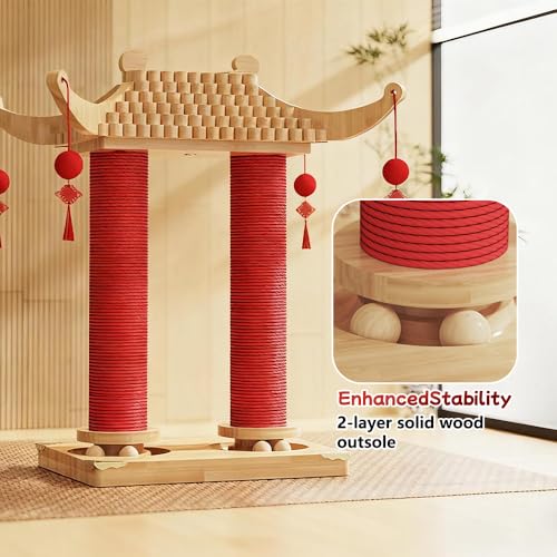Natural Hemp Double Pagoda Cat Scratcher (22" Twin)