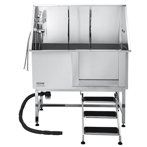 Stainless Steel Dog Washing Station (Right STAIRS / 50 inch)