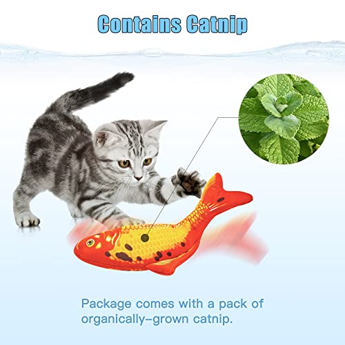 2 Pack 9" Floppy Fish Cat Toys with SilverVine and Catnip for Indoor Cats for Small Dogs Interactive Automatic Flopping Fish Cat Kicker Toys for Cats Puppy Small Dog (Koi + Red Koi)
