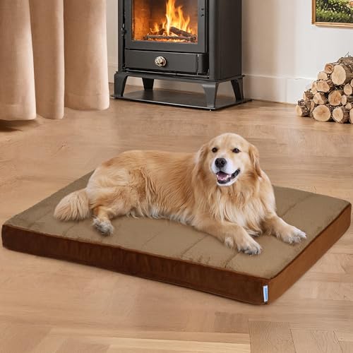 Dog Bed for Large Dog (Khaki / 41"L x 27"W x 3"H)