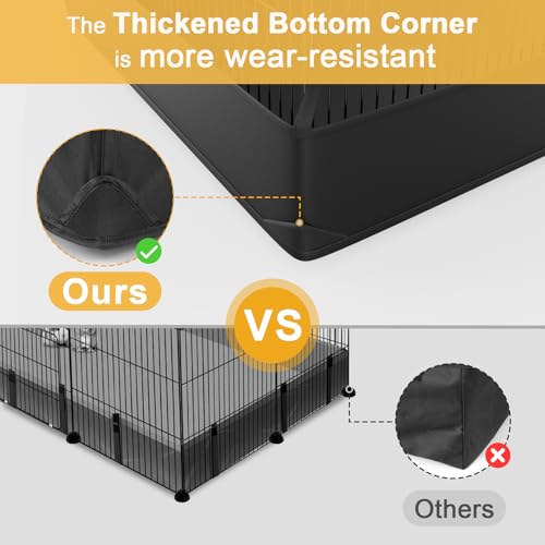 Guinea Pig Cage with Top Cover & 12 Panels (12 Panels-with roof / Black)