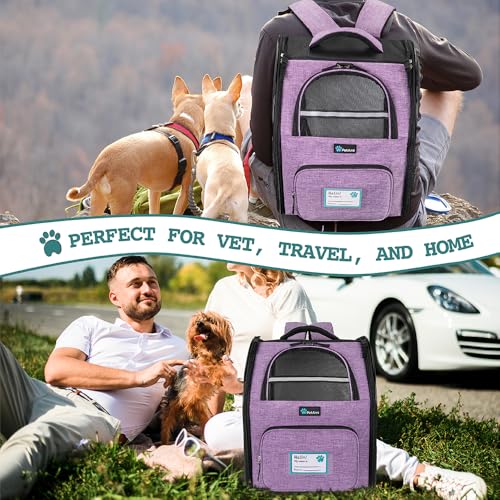 Dog Backpack Carrier Airline Approved Cat Pet Puppy Bag (Heather Purple)