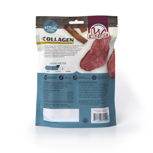 Water Buffalo Collagen Cheek Rolls 5" Chew 4pk Pig Ear Substitute (8 Ounce (Pack of 4))
