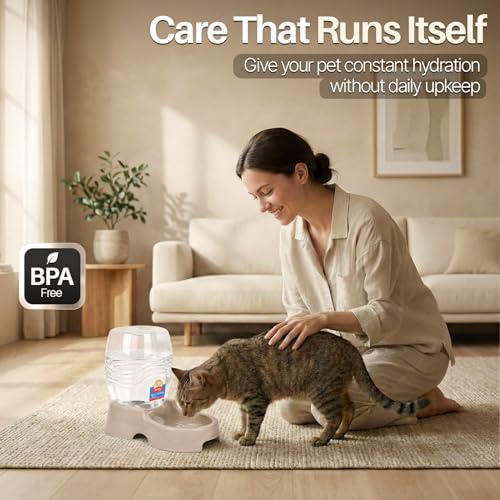 Gravity Pet Water Dispenser for Cats & Small Dogs (Beige / 1.5 L)