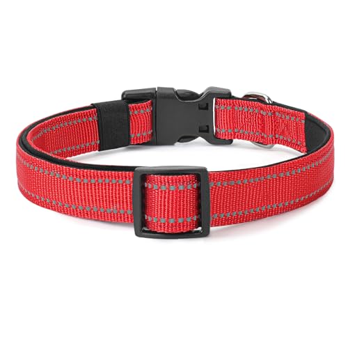Reflective Dog Collar (Red / L:width 1"neck 17.5-27")