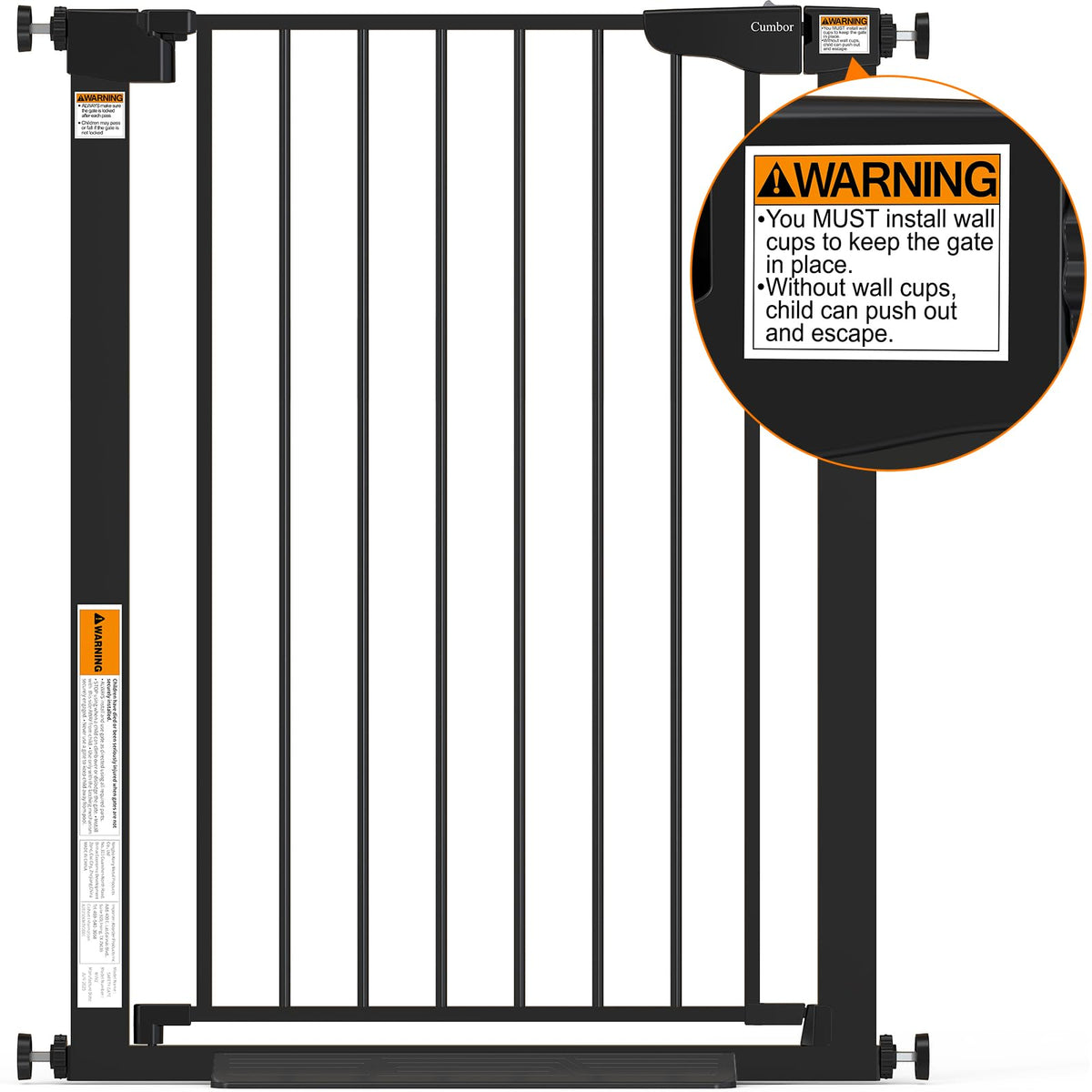 36 in Extra Tall Baby Gate for Doorways (Black / 30-40.6"W x 36"H)