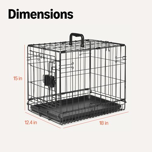 Durable Foldable Metal Wire Dog Crate with Tray (18.0"L x 12.4"W x 15.0"H / Single Door no Divider)