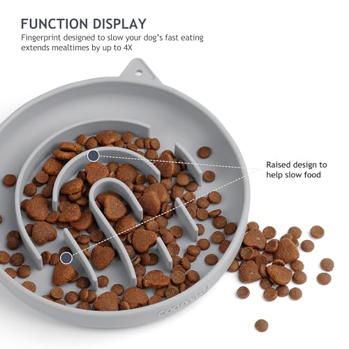Slow Feeder Cat Bowl Silicone Pet Puzzle Feeder for Slow Eating (Gray / 1 Cup)