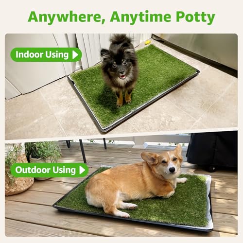 Dog Grass Pad with Tray for Dogs Puppy Potty Training to Pee & Poop Indoor (XXL-45.1"x29.1")