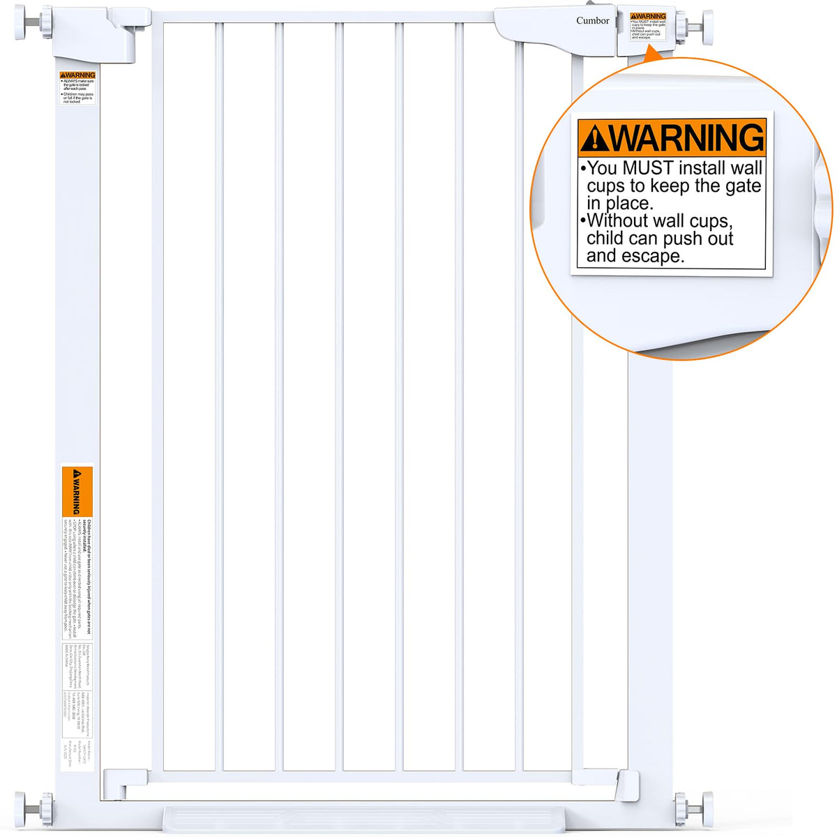 36 in Extra Tall Baby Gate for Doorways (White / 30-40.6"W x 36"H)