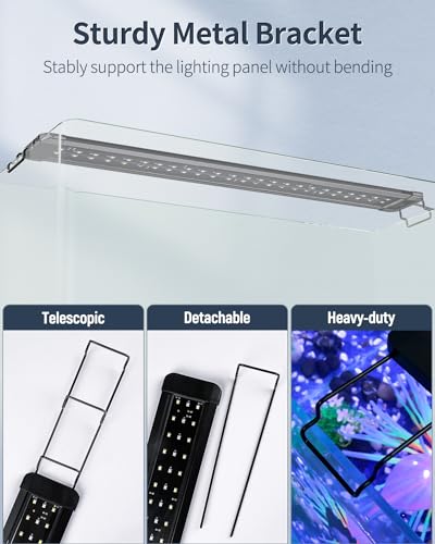 18 W Terrarium Reptile LED Light for 24" to 30" Terrarium Extendable Reptile Tank Light with Full Spectrum Brilliant White Blue Red Lights with Day & Night Modes and Adjustable Brightness (24-30 Inch (18W))