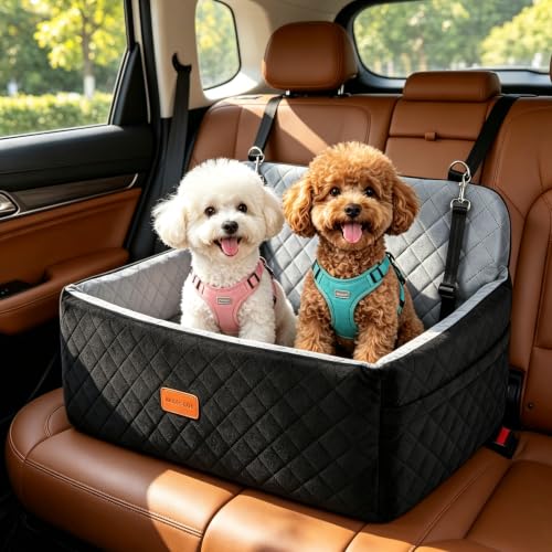 Dog Car Seat for Medium Large Dogs Under 55 lbs (Black/Grey)
