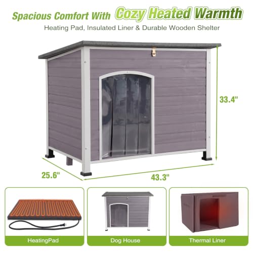 Extra Large Heated Outdoor Dog House for Large Breeds