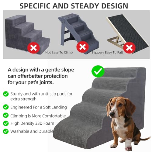 5 Step Pet Stairs Ramp for High Beds Sofas 23 (Brown / 5-step)