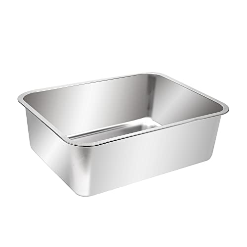 Stainless Steel Cat Litter Box (17.5" L x 13.5" W x 6" H (without Lid))