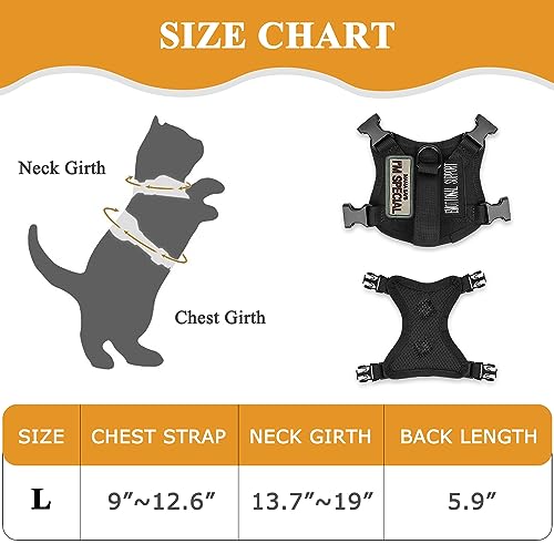 Tactical Cat Harness for Walking Escape Proof (Medium / Black)