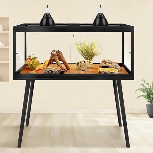 Reptile Enclosure with Leg (Black / 48"x20"x20",82Gallons)