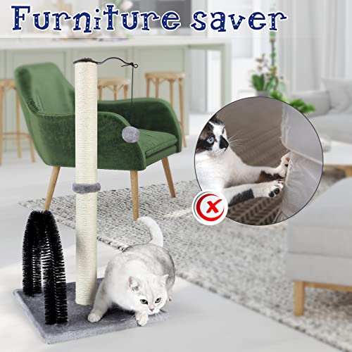 32" Tall Cat Scratching Post with Arch Groomer