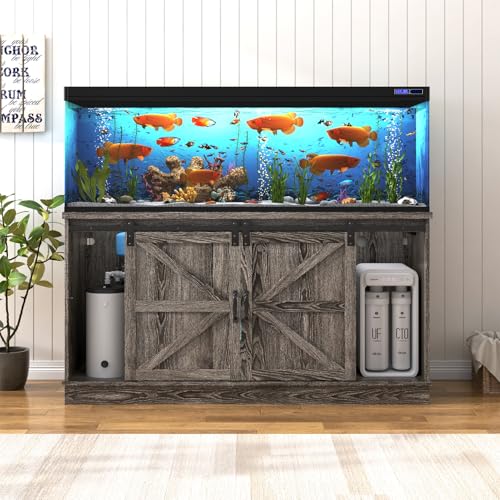 Farmhouse 75 120 Gallon Fish Tank Stand with Power Outlet (Grey / 75-120 Gallon)