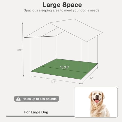 Heated Dog House Outdoor with Heating Pad Weatherproof Dog Kennel for Outside with Anti