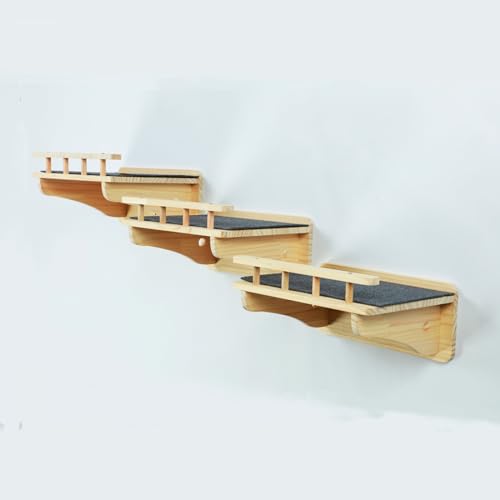 47.2" x 11.8" Natural Wood Wall Mounted Cat Shelves (B)