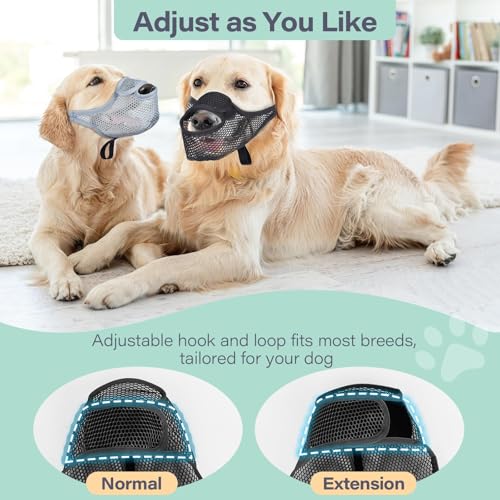 Mesh Dog Muzzle for Large Medium Small Dogs with Front Opening (Black / XXL)