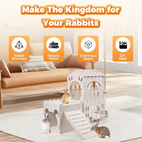Large Rabbit House with 2PCS Rabbit Scratch Mat